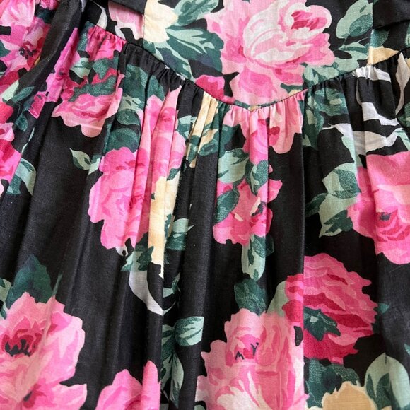 Vintage Jessica McClintock Novelty Floral Print Velvet Collar Dress 6X USA - Picture 6 of 9